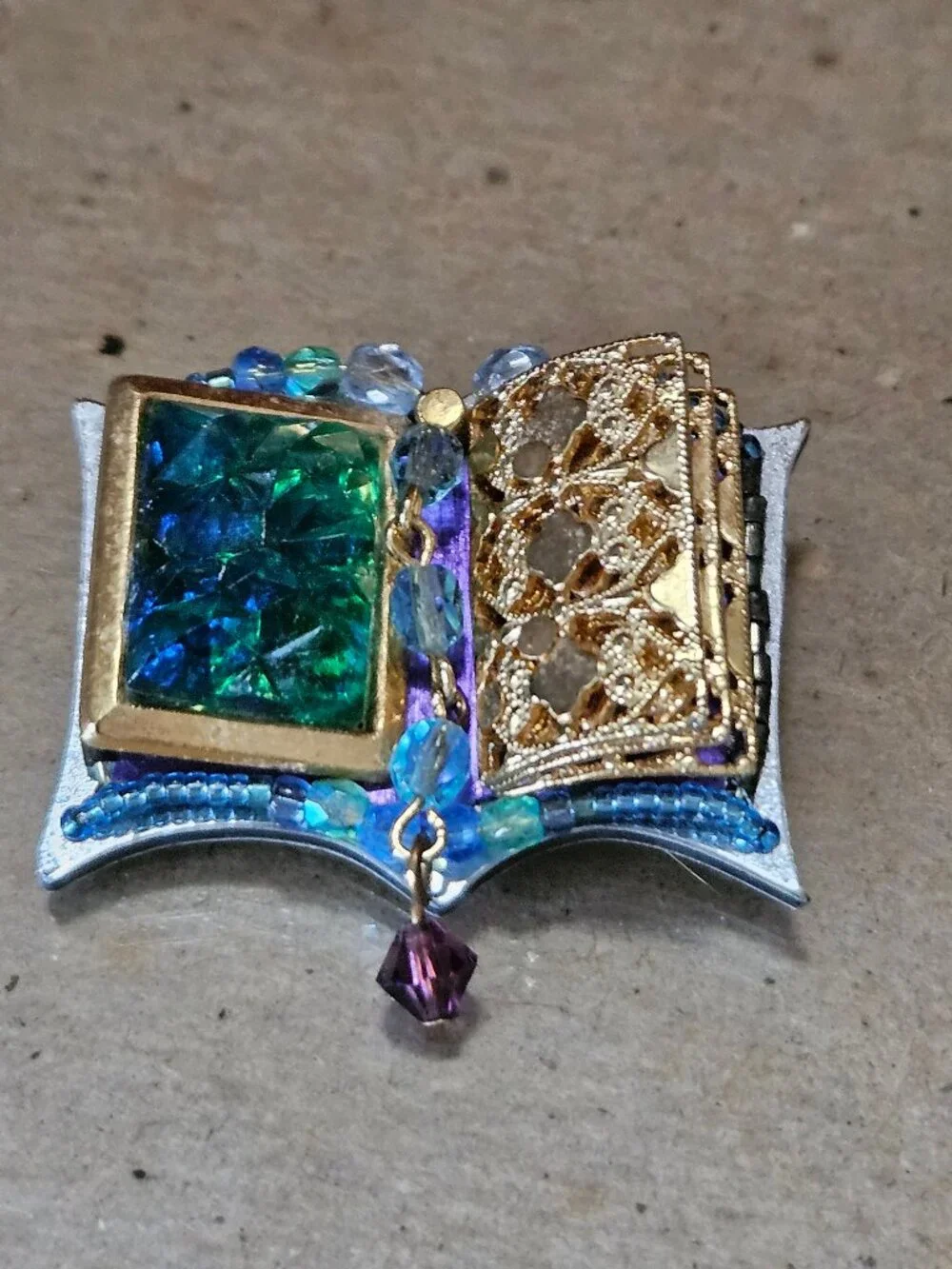 Vintage 'LizTech' Open Book Brooch, Unusual and Beautiful!
